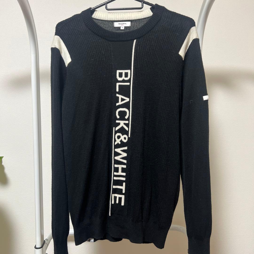 【美品】Black&White ゴルフニット M モノトーン