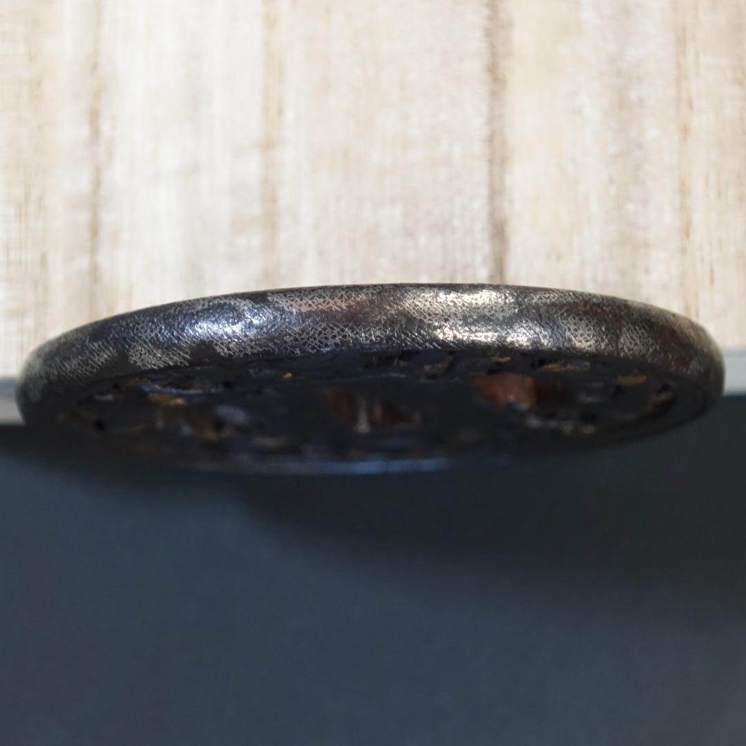 【宝珠双龍唐草透鐔 無銘 南蛮】(鑑定書有) 鍔 鐔 刀装具 武具 骨董