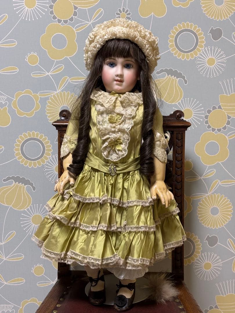 セール中　アンティークビスクドール ドレス　大きいドール用　ボネセット