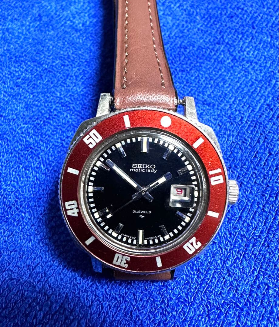 セイコー マチックレディーダイバー２５１７ー３２７０　赤カレンダー フルＯＨ済