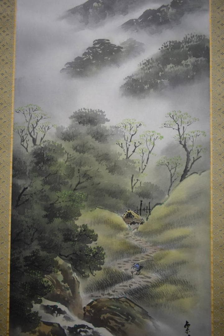 真作/西脇繁華/山水帰漁図/桐共箱付/布袋屋掛軸HG-330