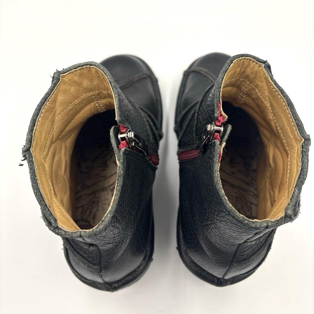 エスタシオン うずまき ショートブーツ【M】23cm ブラック サイドジップ