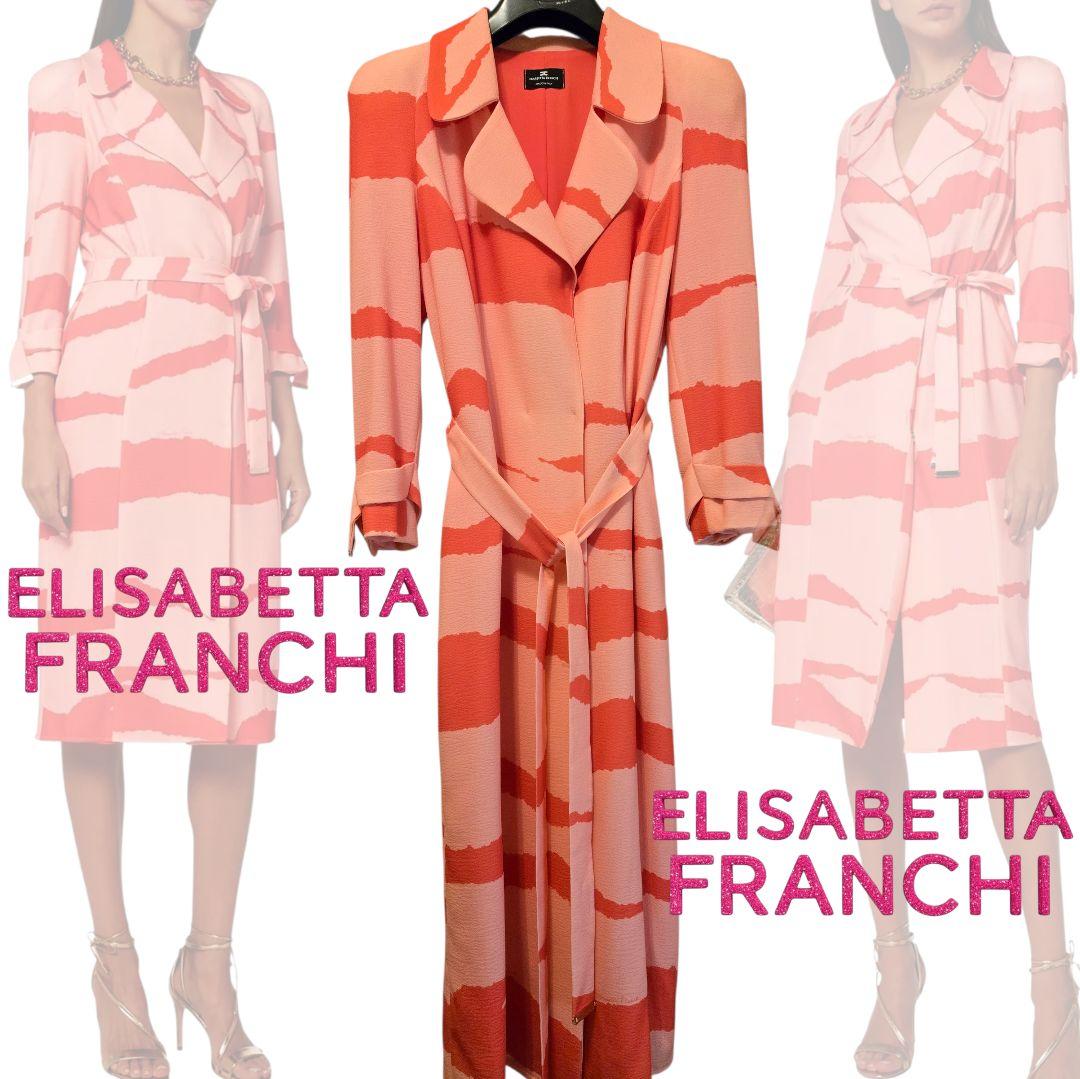 新品ELISABETTA FRANCHI♡アブストラクトプリント♡コートドレス