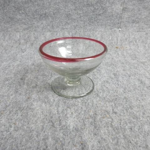 赤縁のガラス氷皿 [B28175]