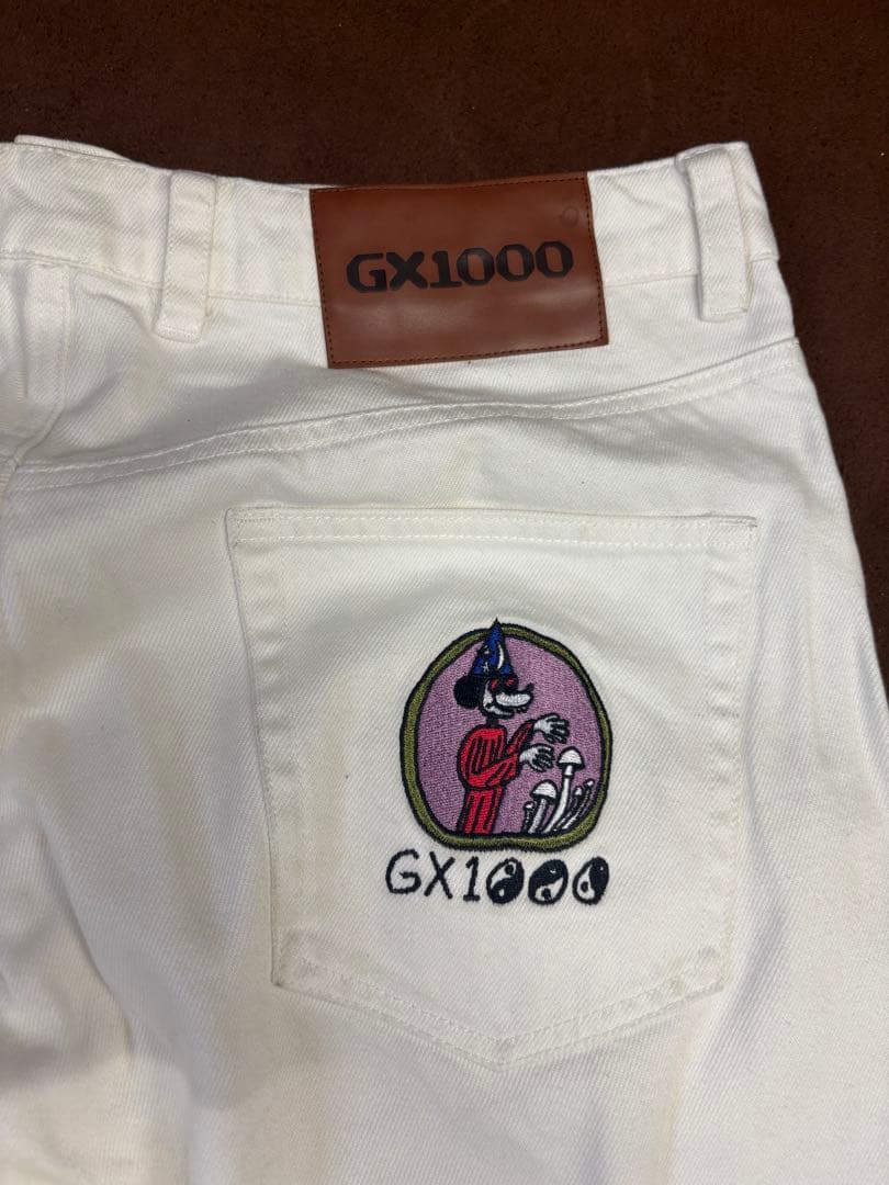 初期 GX1000 バギーデニムパンツ W32 白 刺繍