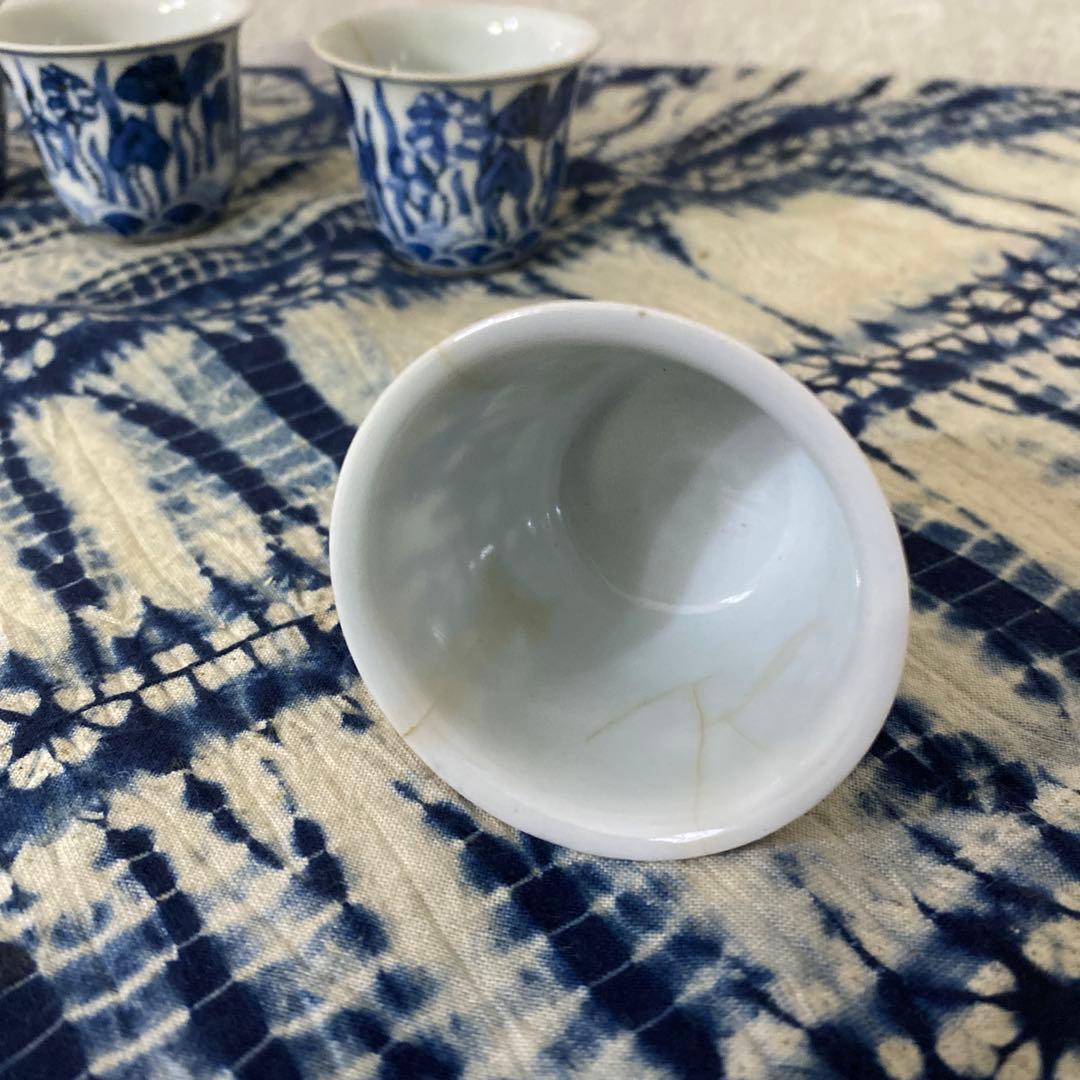 華中亭　道八　染付煎茶碗　4客