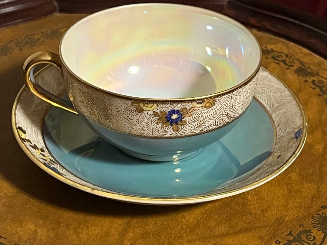 オールドノリタケ　M印　ラスター彩　金彩　風景カップ　プレート　トリオ