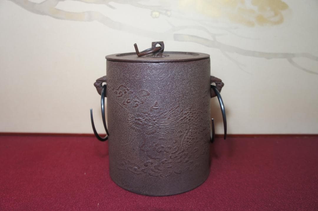 専用☆ 国宝 敬典作 雲竜釜 雲龍釜 皆口筒釜 釜鐶 桐箱 紙箱 送料込み