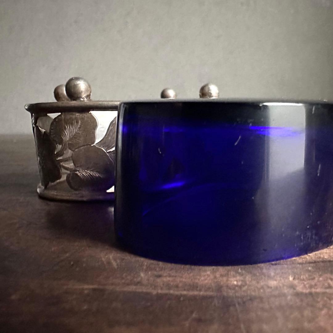 希少　一点物　銀　シルバー　瑠璃　ガラス　置物　小物入れ