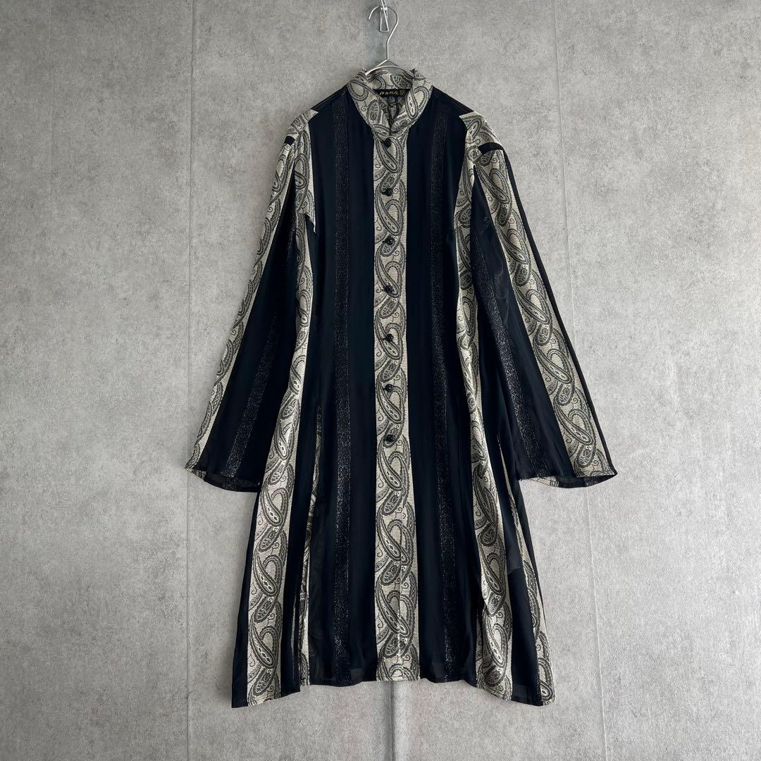 伊太利屋 イタリヤ（7）デザインレースシャツワンピース スタンドカラー スリット