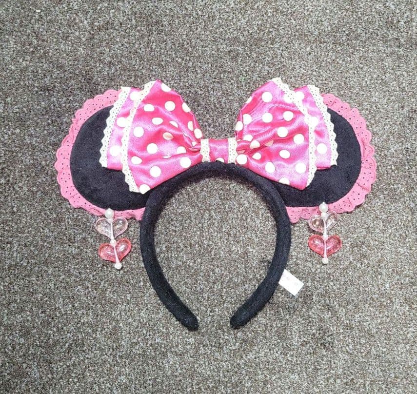 ディズニー　ミニー 　ハート　イヤリング　カチューシャ　ピンク　リボン　水玉