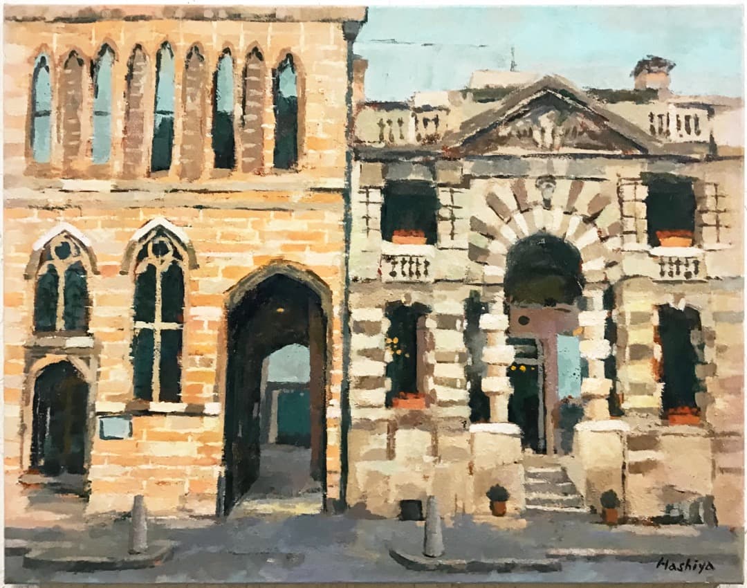 絵画506 油絵/風景/街景/シドニー　/ロックス/建物/P10号