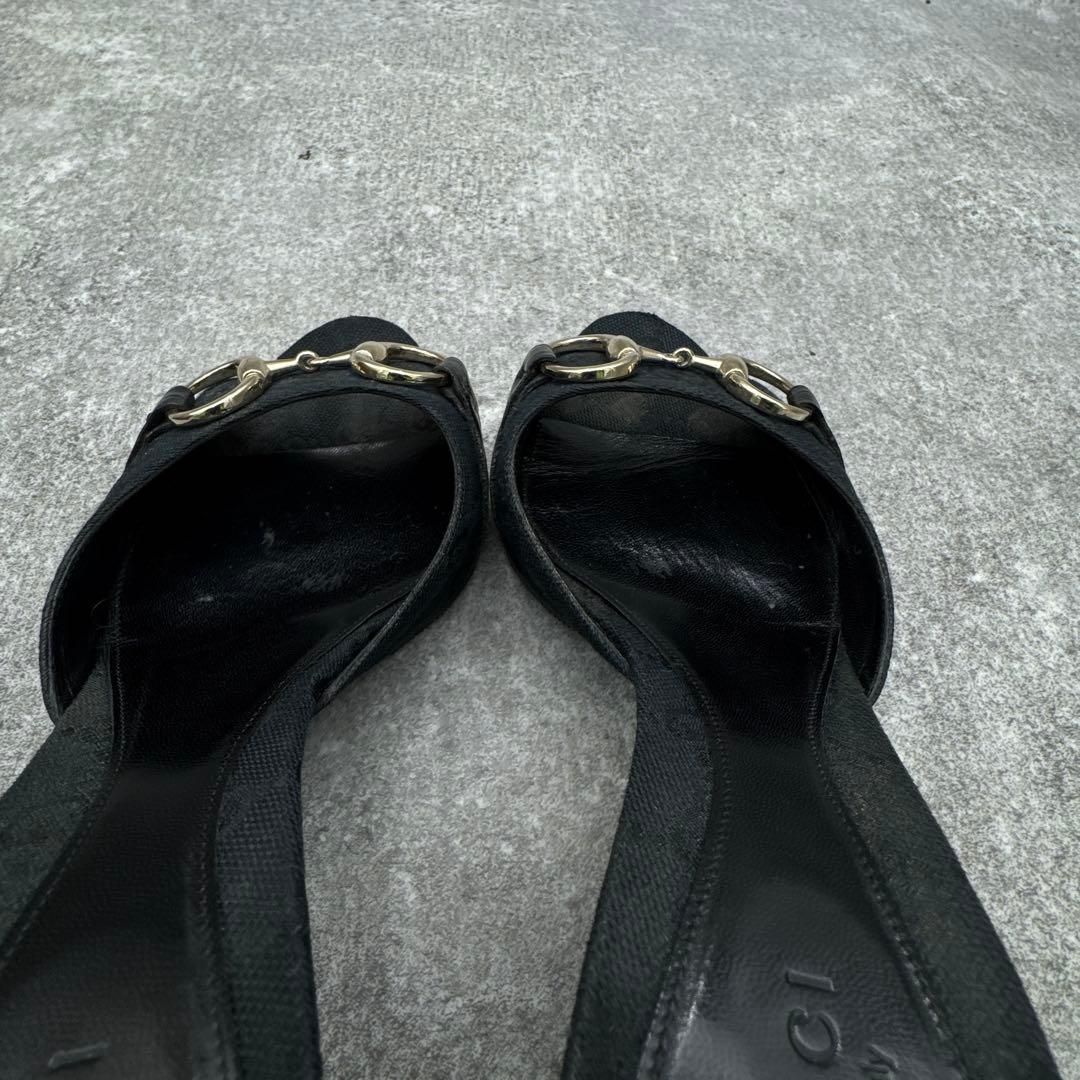 靴 Gucci GG Canvas Horsebit Mules 36C 23cm