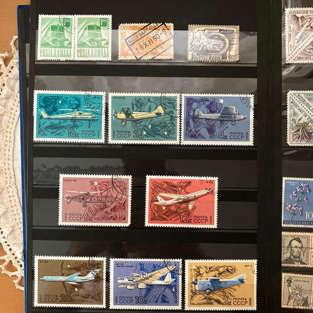 日本、世界の古切手コレクション　古いハガキ３枚　戦前　切手アルバム