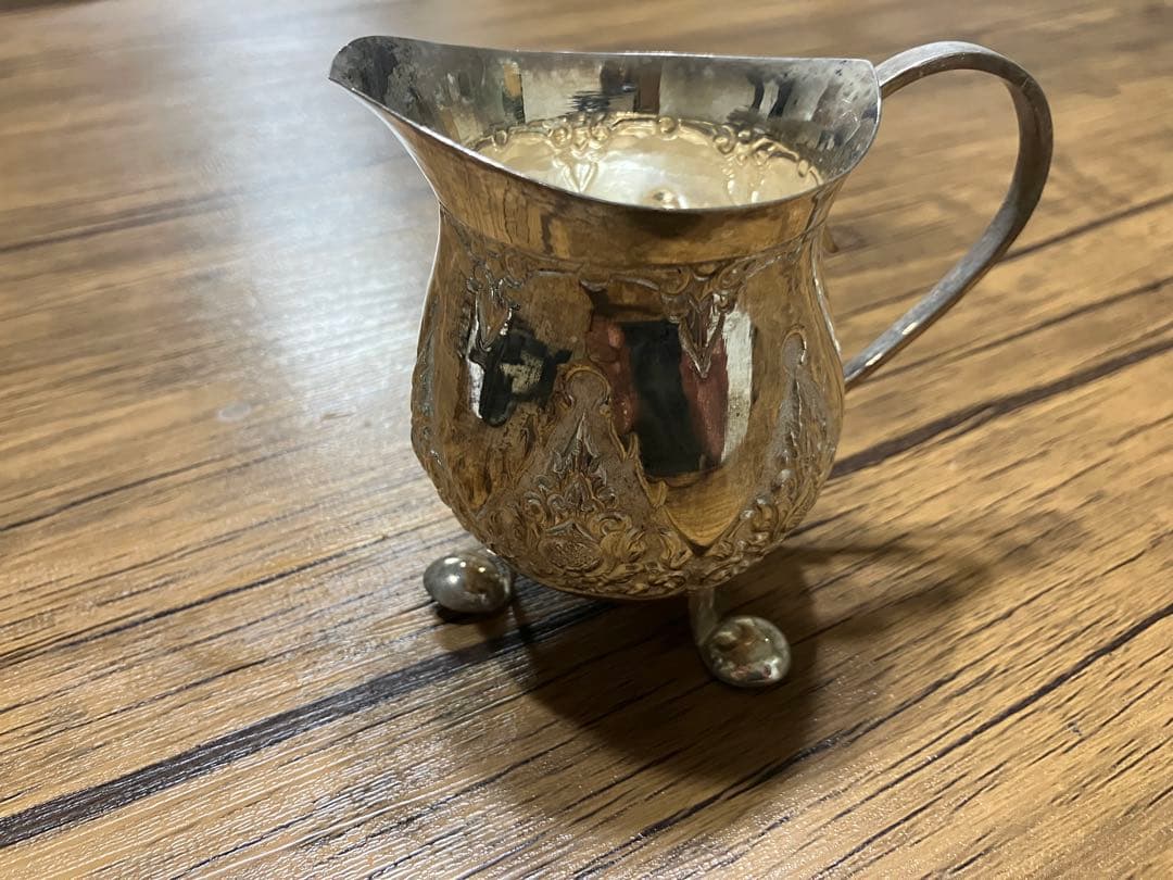 アンティーク銀食器 シルバー800 クリーマー・シュガーポット・トレイセット