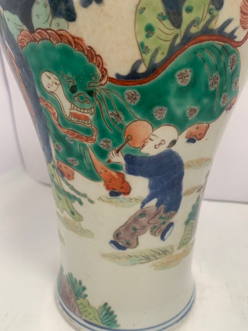 中国美術　清時代　五彩人物大壺　送料込み