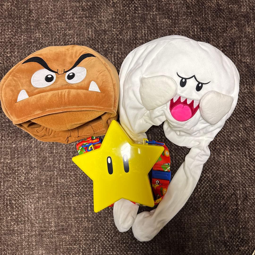 USJ マリオ　ユニバ　クリボー、テレサ　スターポップコーンバケツ、帽子セット