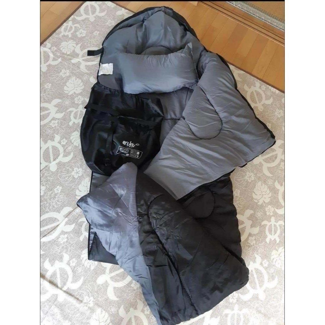 【２個セット】枕付き 寝袋 シュラフ フルスペック 封筒型 -15℃ ブラック