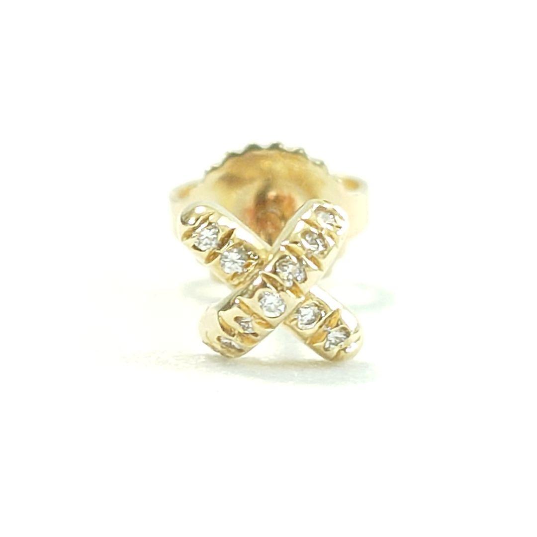 【美品】ティファニー K18 クロスステッチ ダイヤ ピアス 片耳用 6737