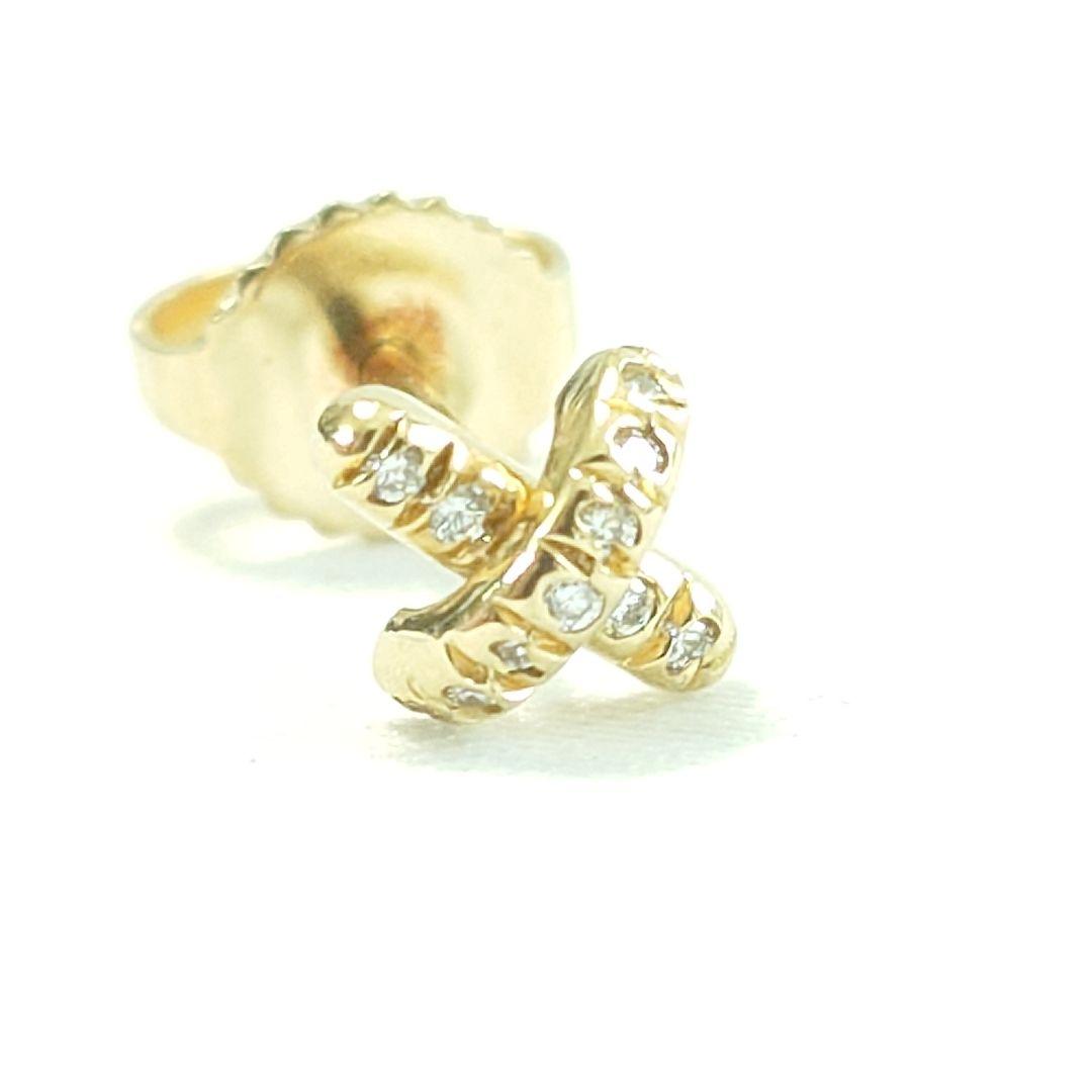 【美品】ティファニー K18 クロスステッチ ダイヤ ピアス 片耳用 6737