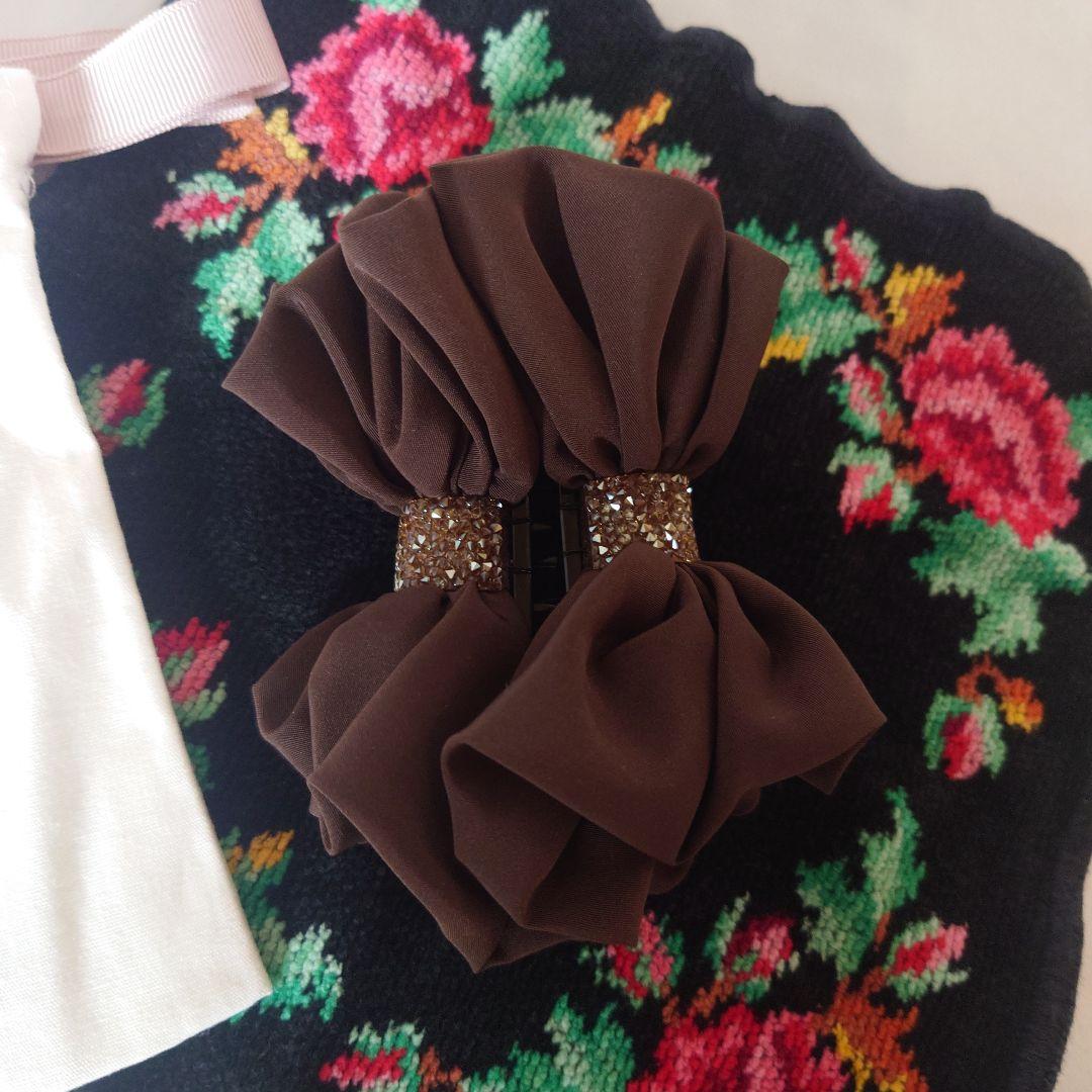 コンプレックスビズ　ラフィネリボン バナナクリップ(ブラウン)