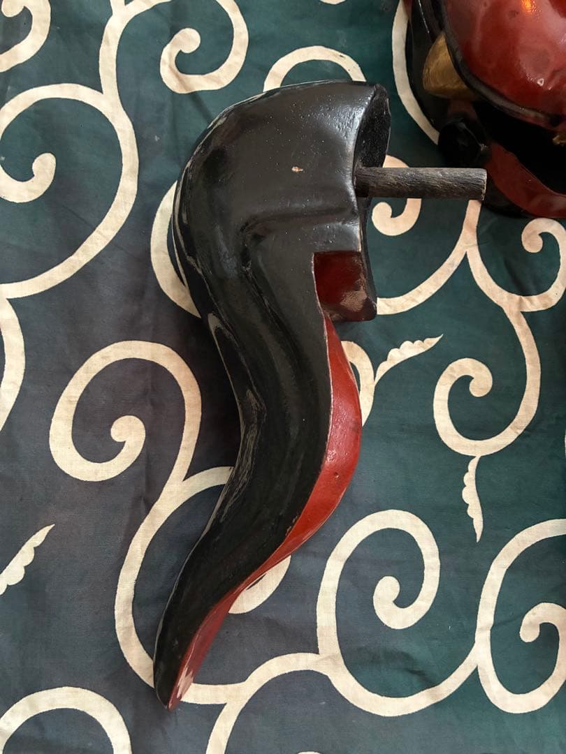 昭和 美品 獅子舞 獅子頭 祝い獅子 木彫り 骨董 唐草模様 風呂敷 希少 レア