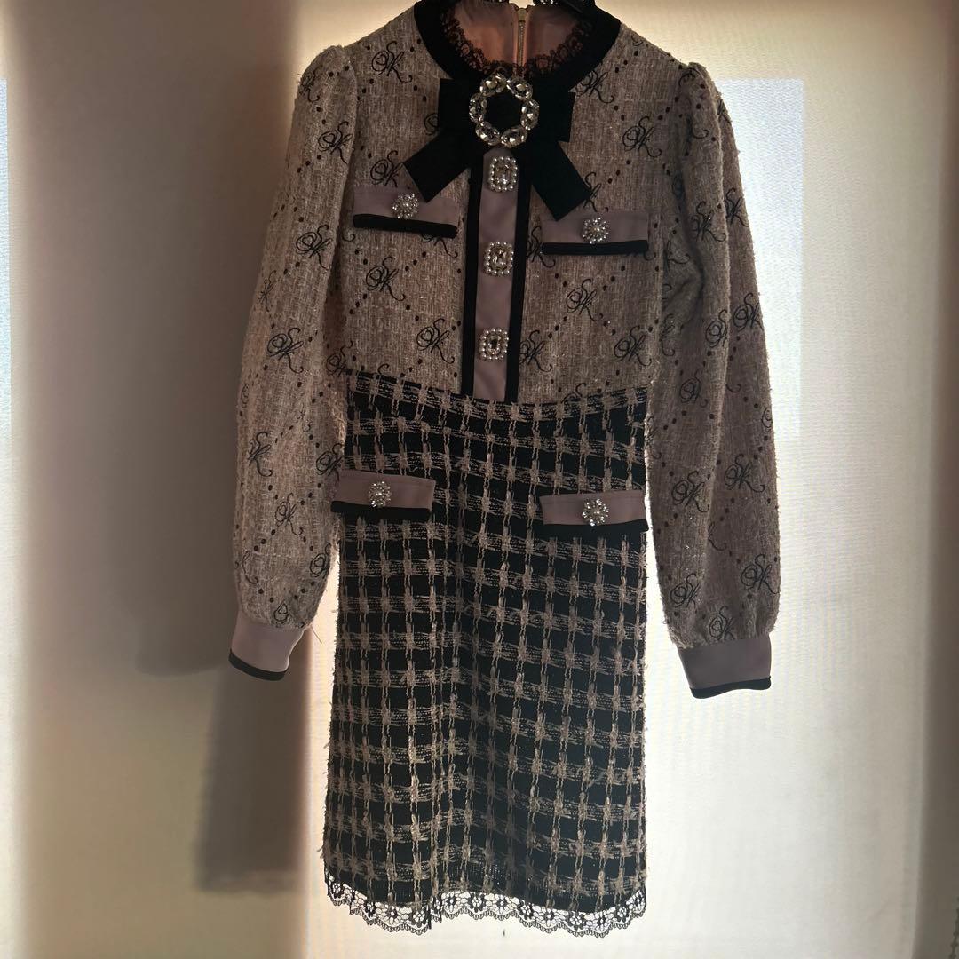 Swankiss スワンキス ツイードワンピース ピンク