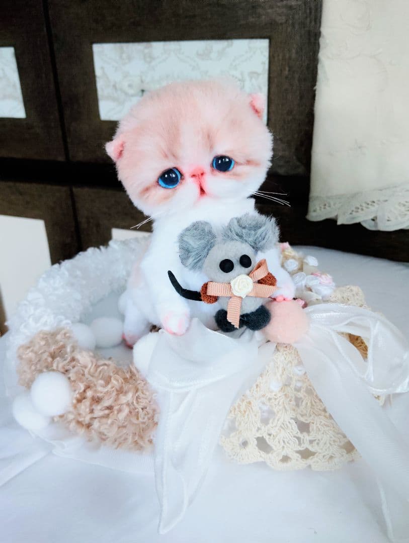 もちもちボディ♡エキゾチック子猫ちゃんとチュチュちゃん♡カゴ♡アートドール♡