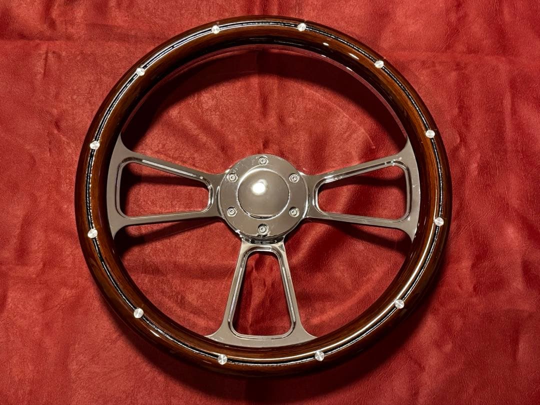 ウッド×ビレット コンビステアリング350mm☆モモピッチ☆ホーンボタン付