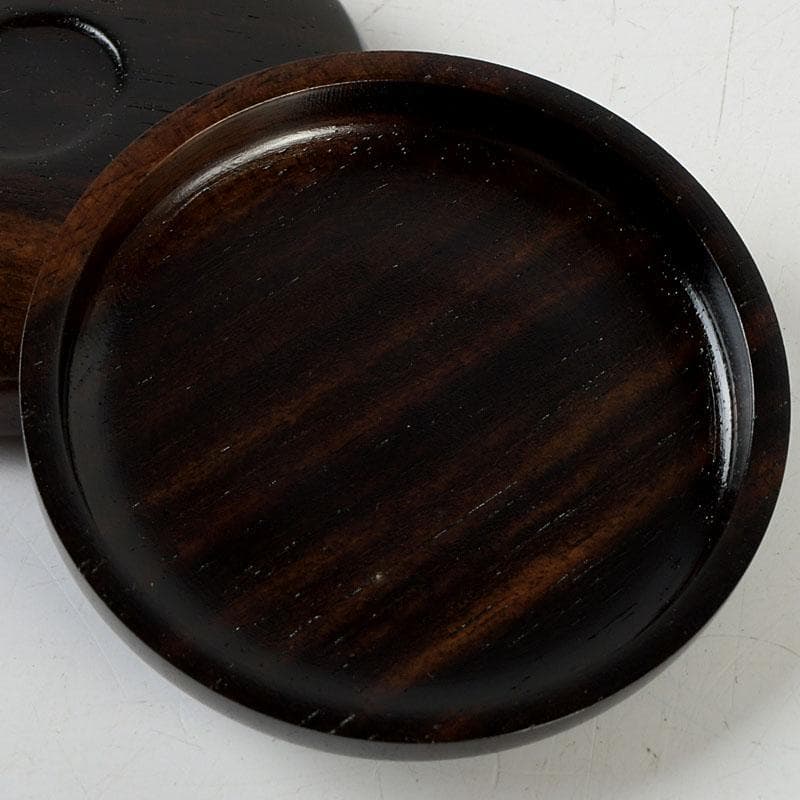 茶道具　挽物師　古川昭二作　人吉挽物　黒柿香合　共箱　V　9409