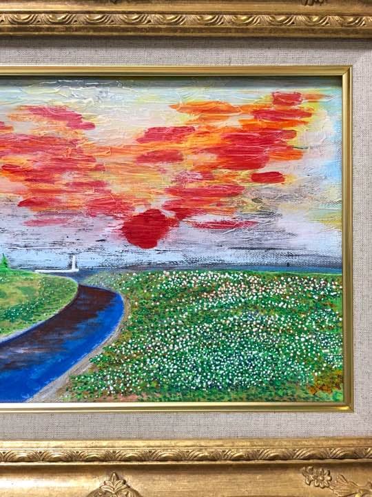 「情熱が燃えている……夕映えの一瞬」原画 本物 一点物 絵画 yoko