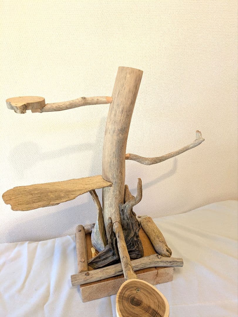 バードジム バードアスレチック 木製鳥止まり木 鳥小屋付き