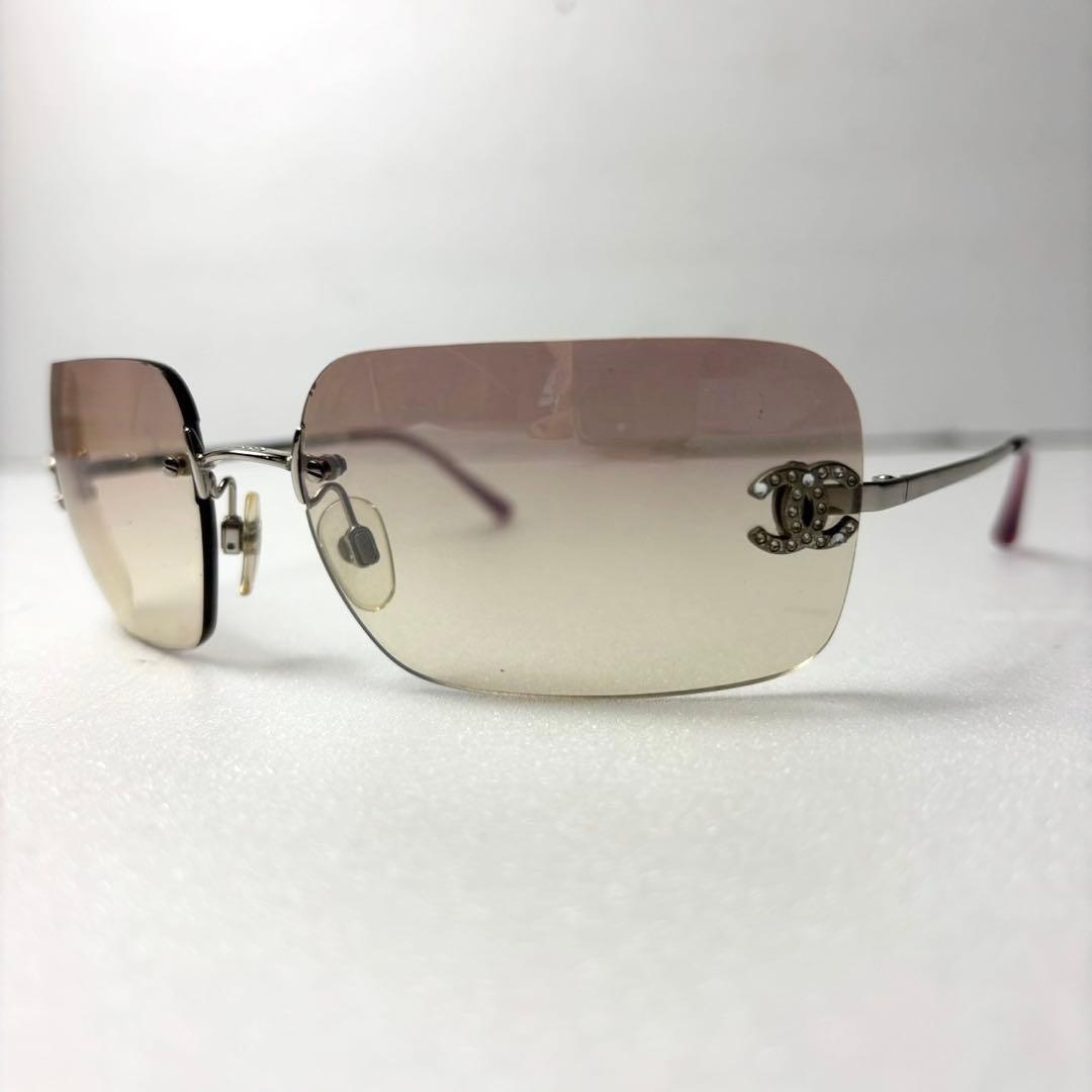 CHANEL サングラス リムレス 4017-d ピンク ストーン ココマーク