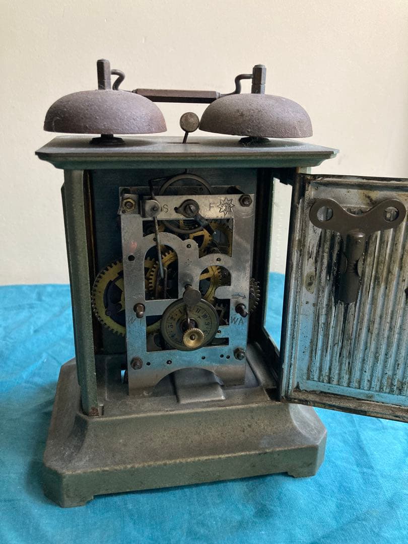 アンティーク ユンハンス /JUNGHANS 枕時計 ゼンマイ時計　双頭鐘