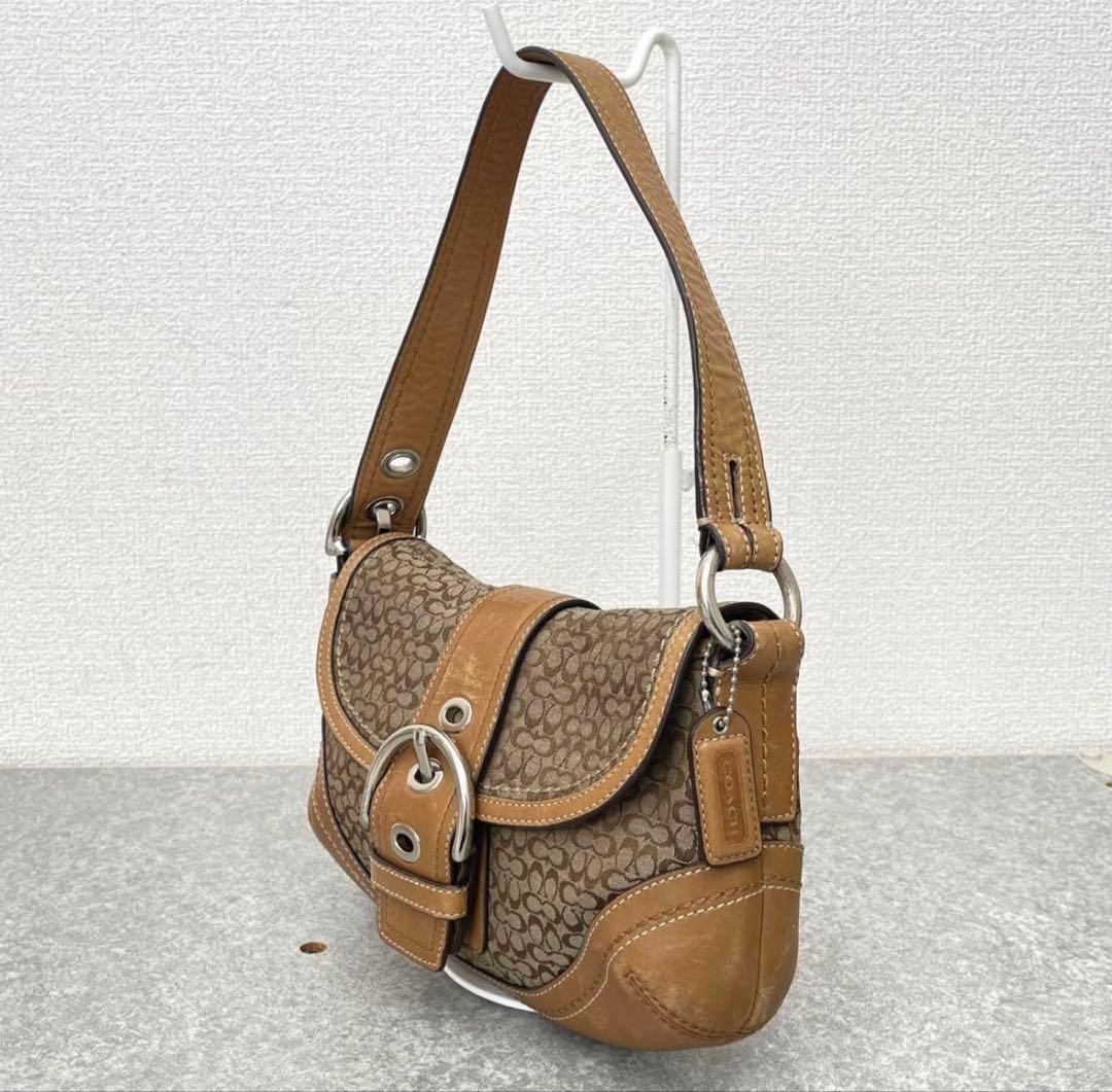 COACH ワンショルダーバッグ ミニシグネチ ヤーソーホーブラウン y2k