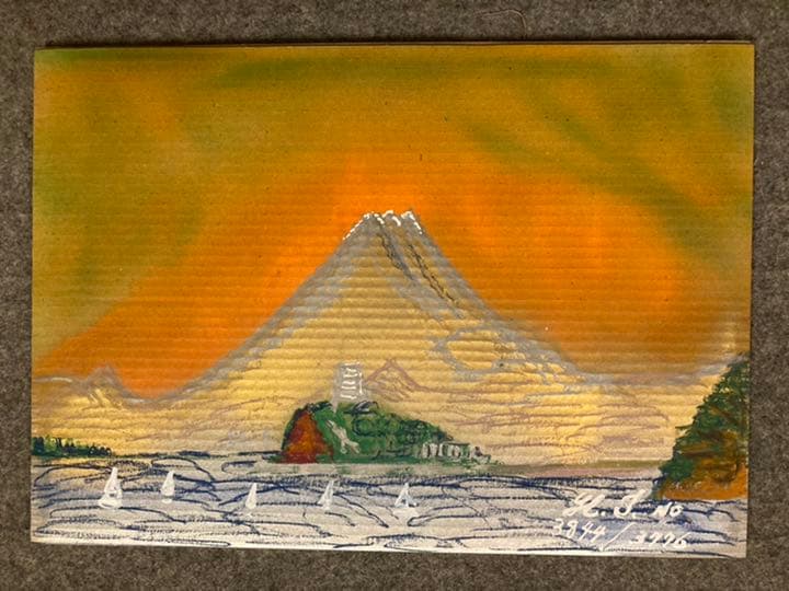 幻想絵画、空飛ぶ画家糸川裕志の富士山曼荼羅のい、アクリル画