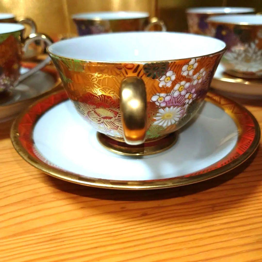 九谷焼 九谷祥隆 花詰 ティーカップ＆ソーサー 6客セット