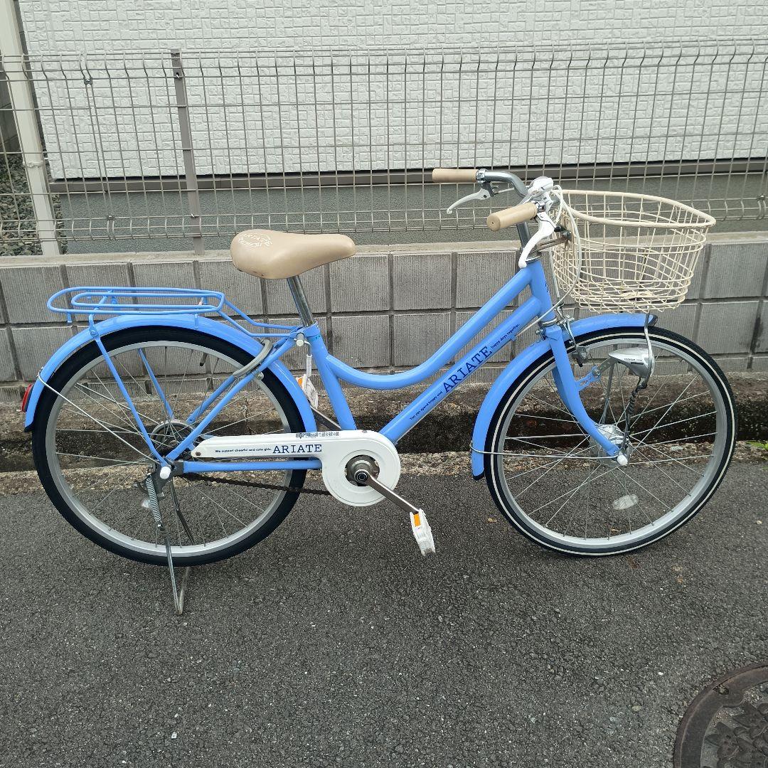 【手渡し限定】ARIATE 青色 子供用自転車 前カゴ付き　22インチ