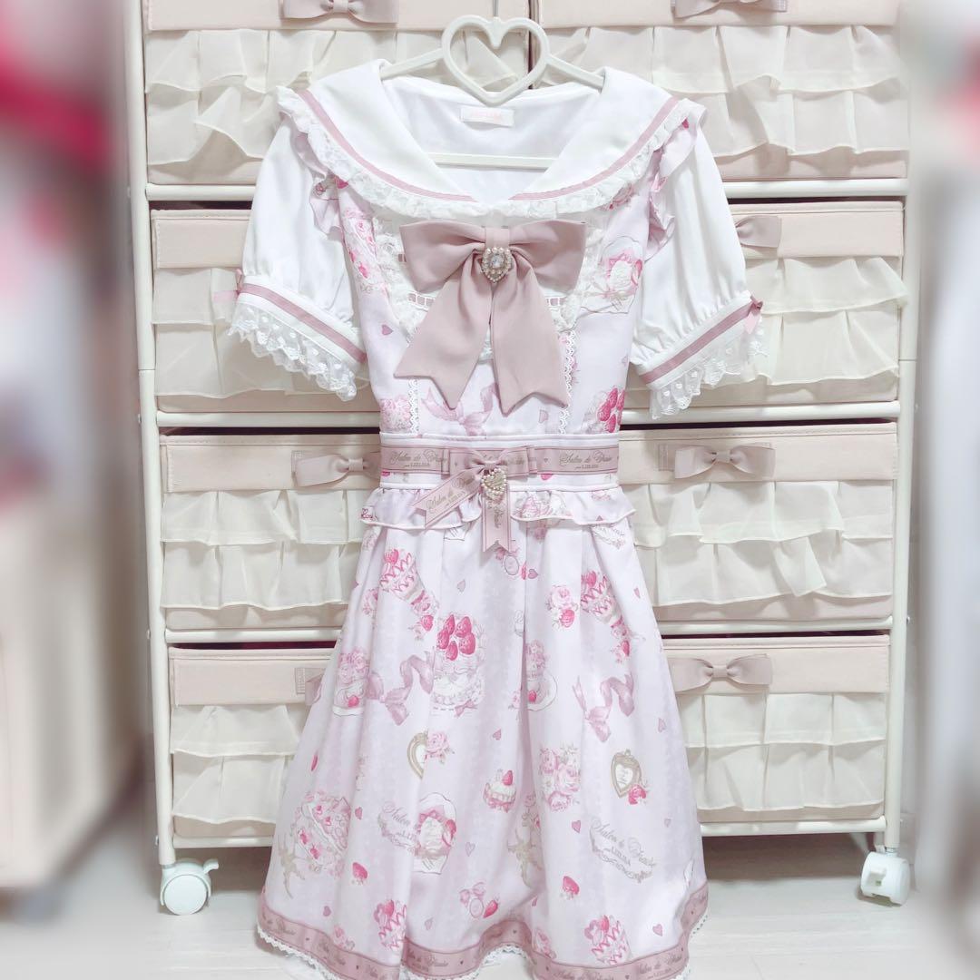 LIZLISA Salon de Fraise柄ワンピース ピンク