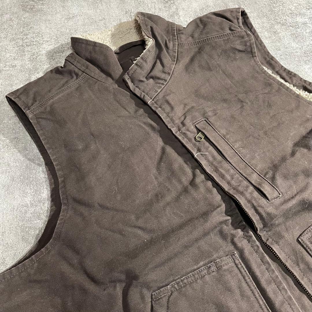 【Ksガレージ】カーハート古着ダックベスト 裏ボア ブラウン00'sフェード