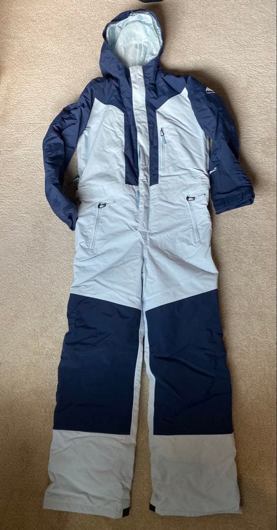 Kids BURTON XL スノーボードウェア フード付き　水色/ネイビー