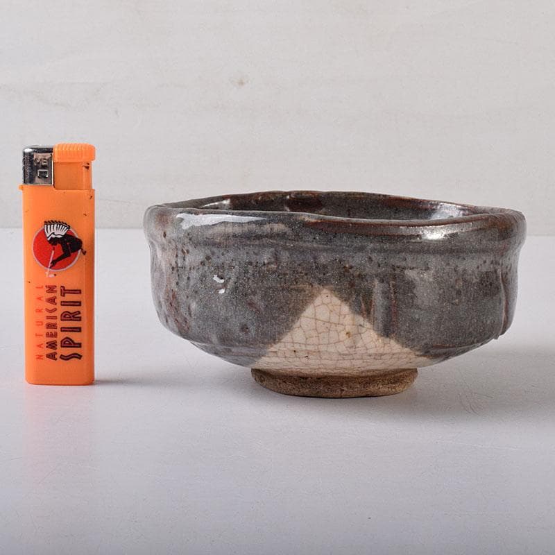 茶道具　鼠志野焼　升形茶碗　時代箱　V　R7989