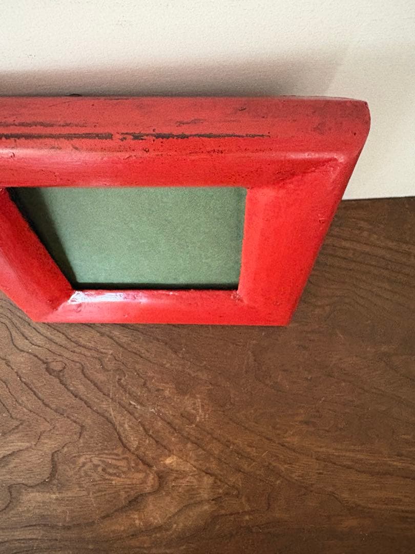 松崎融　朱漆塗　額縁　漆塗り　漆器