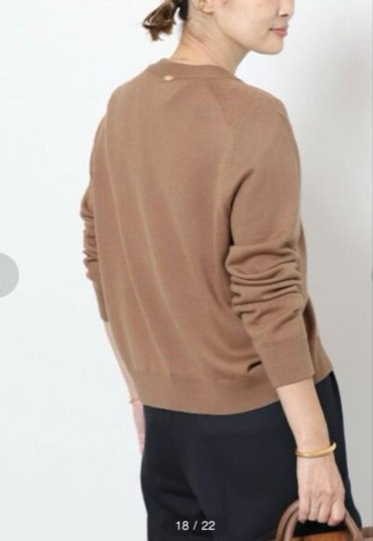 【２０２３】ドゥーズィエムクラス　 WISHクルーネックカーディガン　キャメル