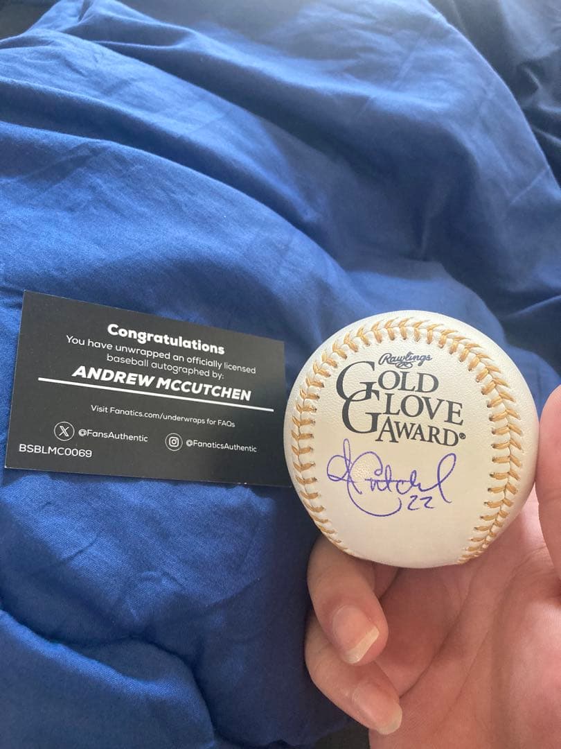 MLBサイン アンドリュー・マッカチェン サインボール ゴールドグラブ賞