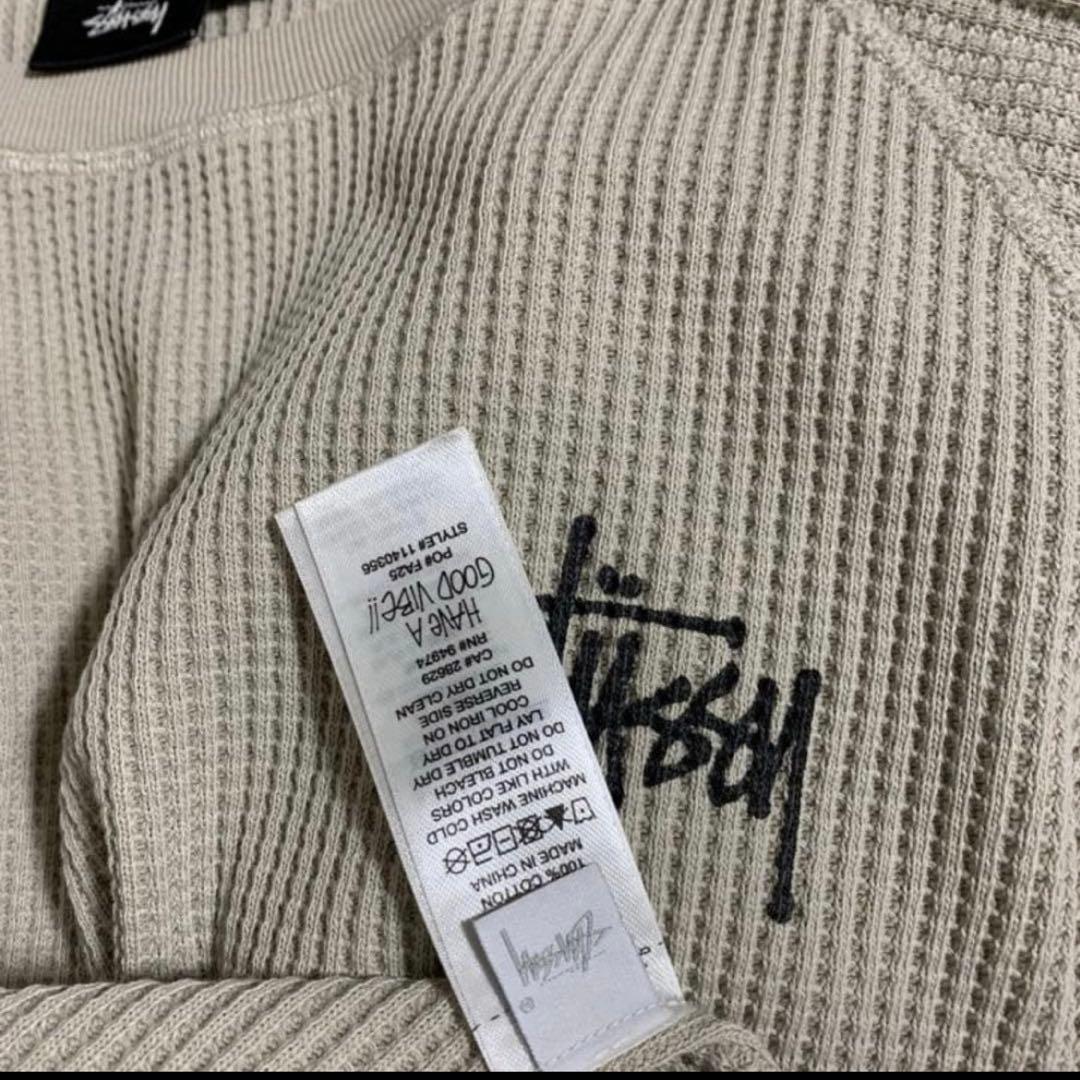 【希少・大人気】STUSSY ステューシー サーマル ワッフル ロンT 背面ロゴ