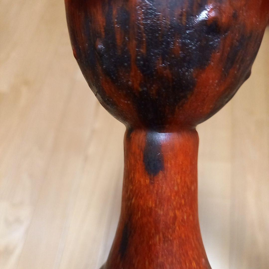 酒器　馬上杯　馬上盃　骨董　赤と黑の趣きのあるグラス