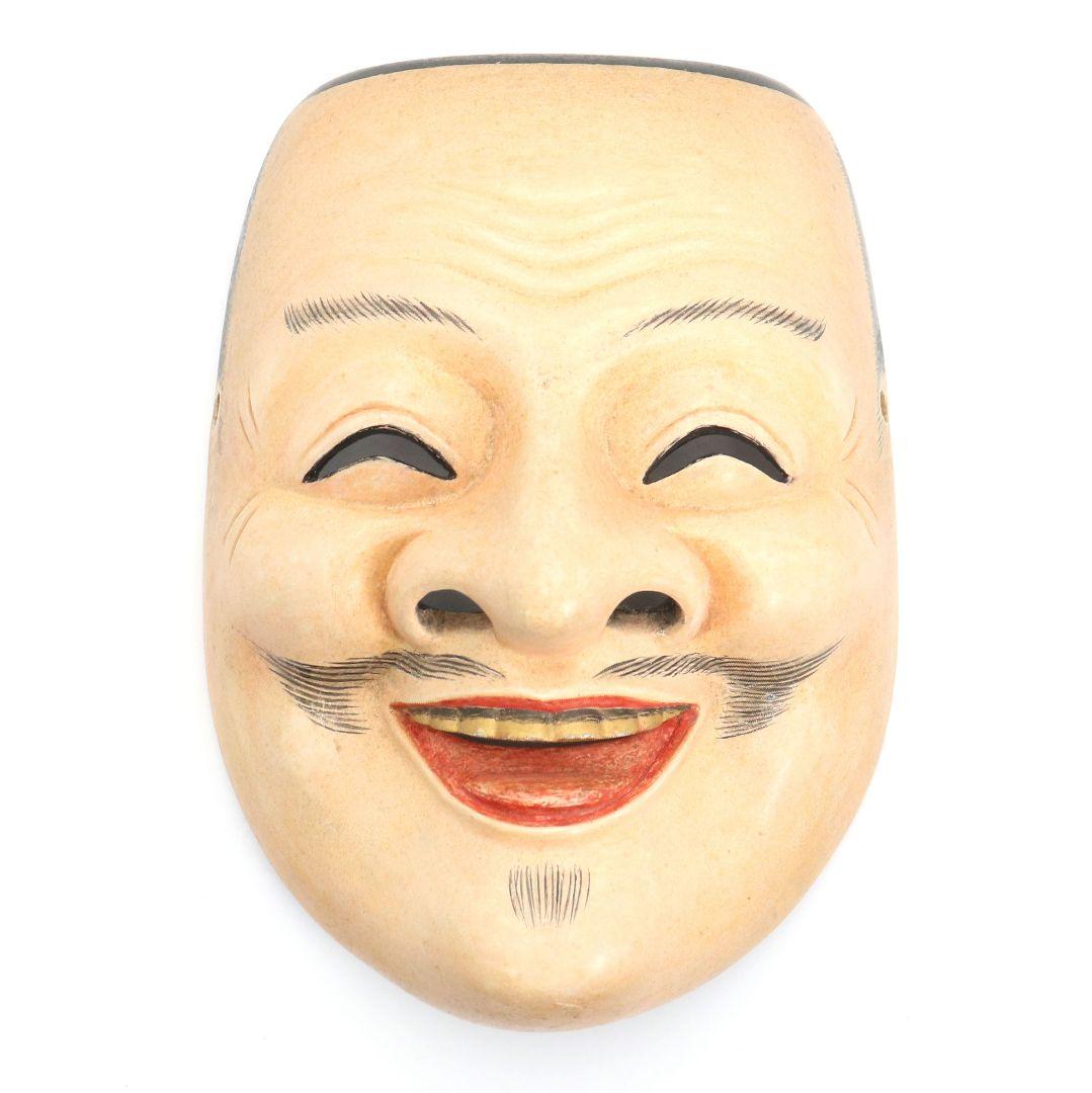 狂言面 恵比寿 彩色木彫 能面　AC1016