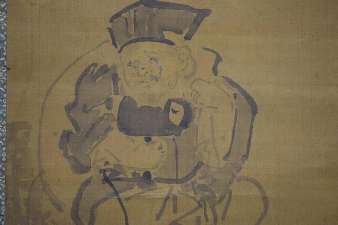 真作/妙喜庵栄昌/俵大黒天画賛/杉識箱付/布袋屋掛軸HF-978