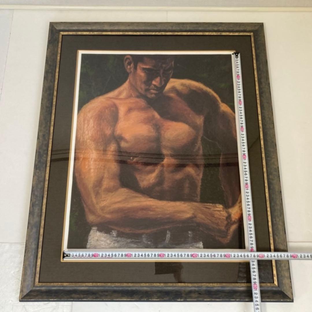 福山小夜 「高倉健の世界」版画 黄金の服 シルクスクリーン 大型 額装 限定品